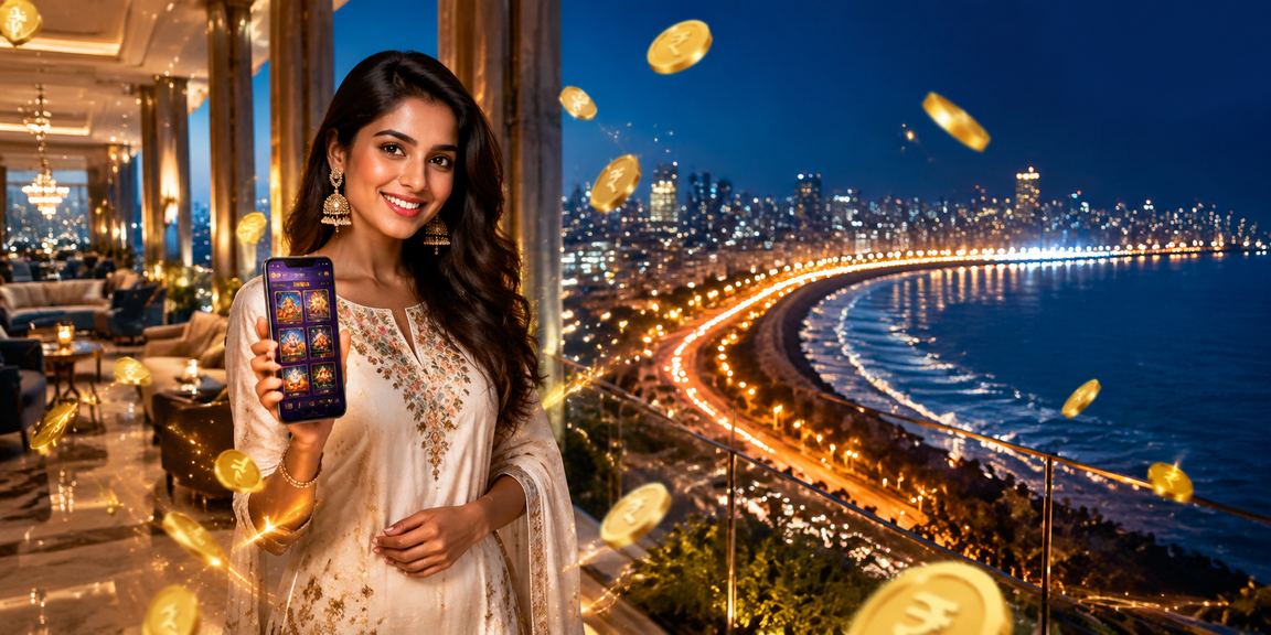 Indian player enjoying mobile casino at Mumbai Marine Drive